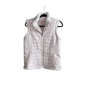 Original Nicole Miller Light Pink Quilted Faux Fur Lined Vest Size Small